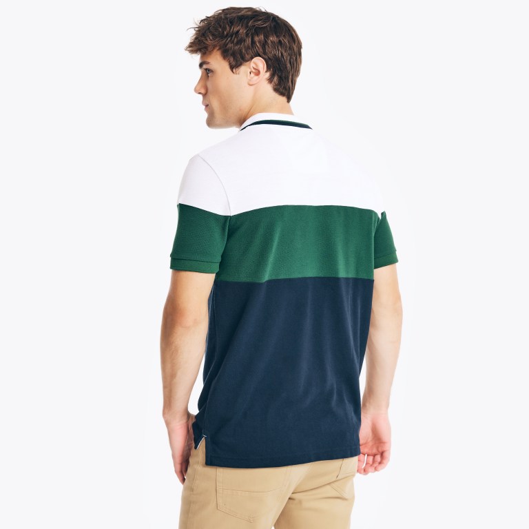 Nautica Sustainably Crafted Klassieke Fit Colorblock Deck Poloshirt Heren Wit | oxKFo4b8