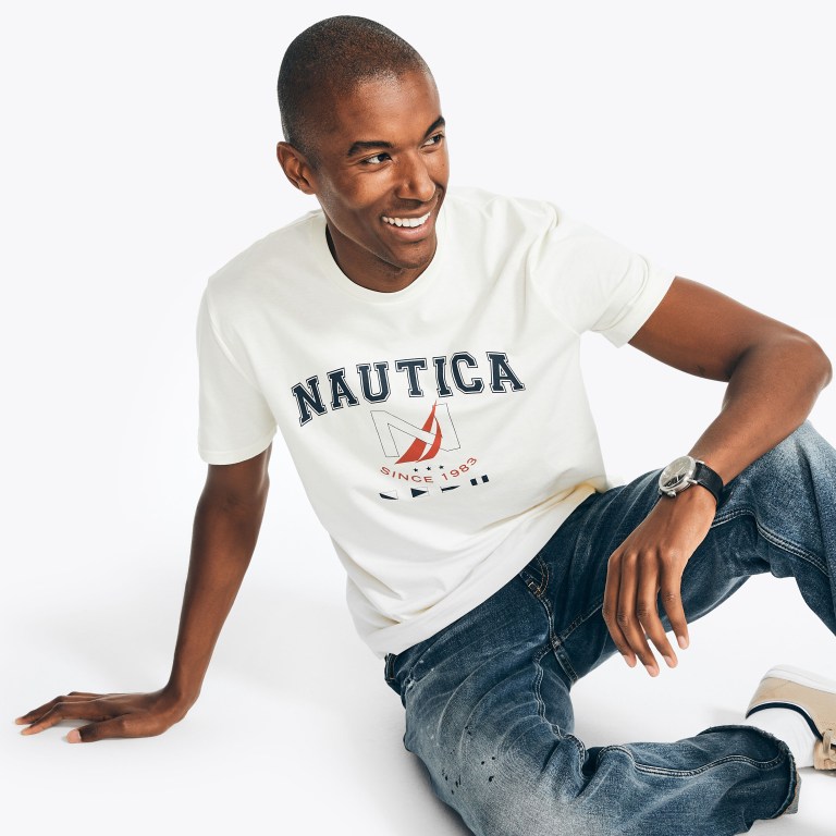 Nautica Sustainably Crafted Logo Grafische T-shirts Heren Room | 1YGQy0lD