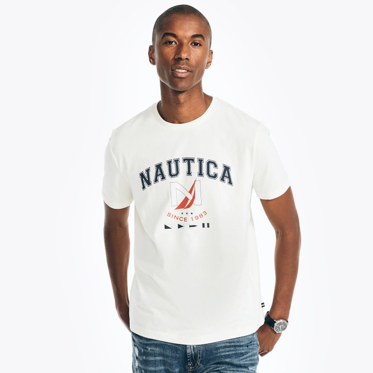 Nautica Sustainably Crafted Logo Grafische T-shirts Heren Room | 1YGQy0lD