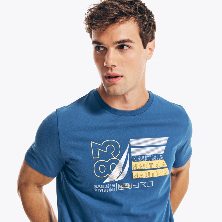 Nautica Sustainably Crafted N83 Grafische T-shirts Heren Blauw | TVe2MlWD