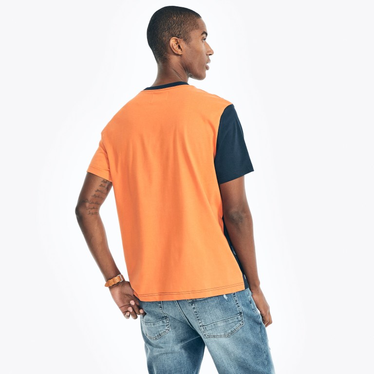 Nautica Sustainably Crafted Nautica Co. Colorblock T-shirts Heren Oranje | ExZiQCaV