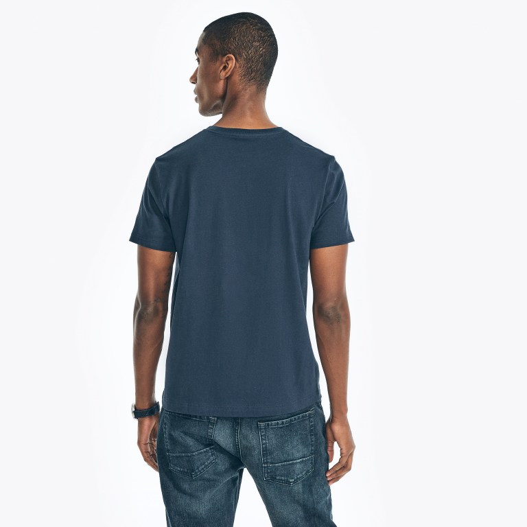 Nautica Sustainably Crafted Nautica Sailing Club Grafische T-shirts Heren Donkerblauw | ROyJX0AF