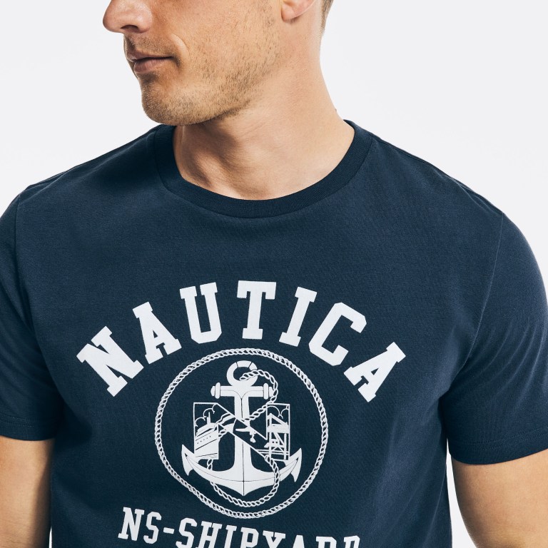 Nautica Sustainably Crafted Ns-83 Grafische T-shirts Heren Donkerblauw | Ni2yXxOs