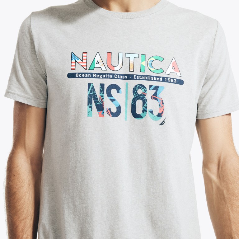 Nautica Sustainably Crafted Ns-83 Grafische T-shirts Heren Grijs | bWXnw5iI