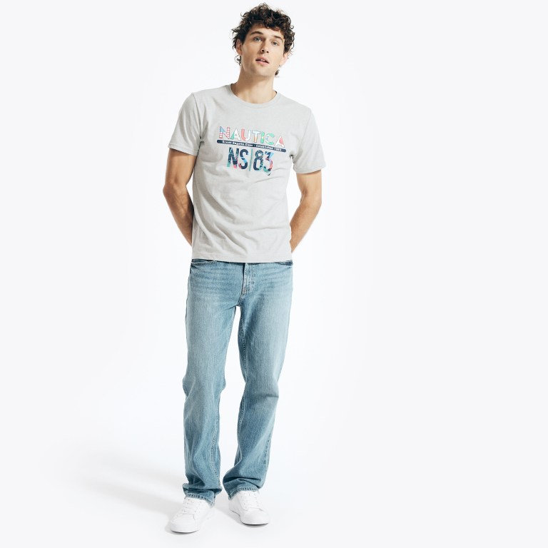 Nautica Sustainably Crafted Ns-83 Grafische T-shirts Heren Grijs | bWXnw5iI