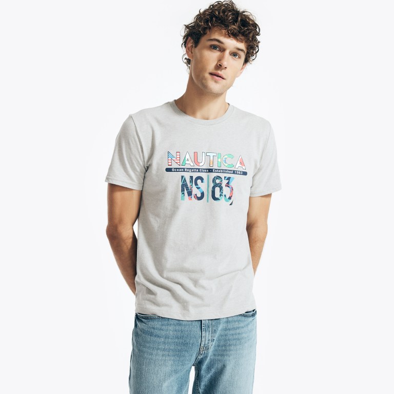 Nautica Sustainably Crafted Ns-83 Grafische T-shirts Heren Grijs | bWXnw5iI