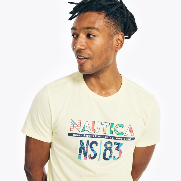 Nautica Sustainably Crafted Ns-83 Grafische T-shirts Heren Lichtgeel | c3ufvCCj