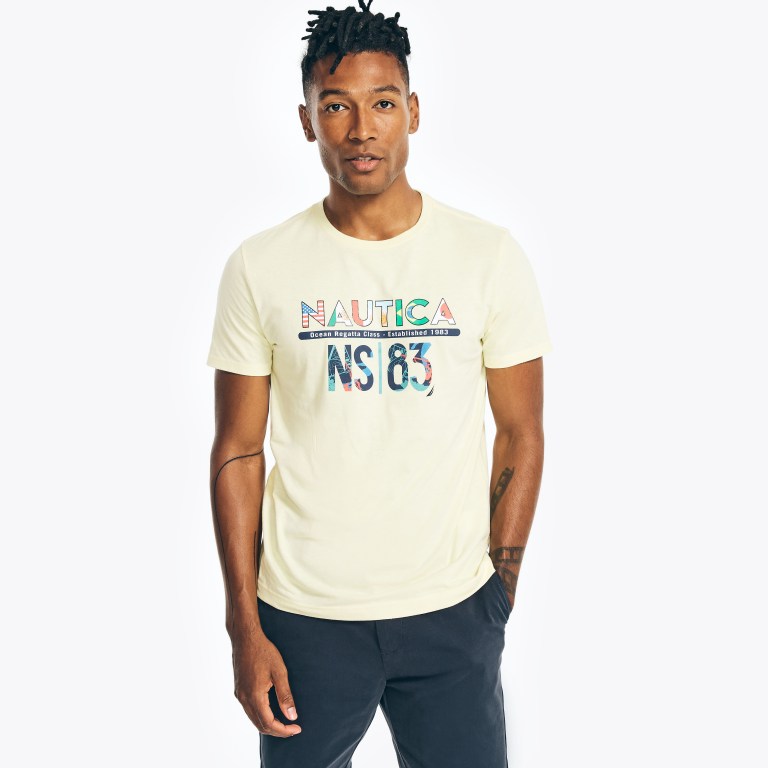 Nautica Sustainably Crafted Ns-83 Grafische T-shirts Heren Lichtgeel | c3ufvCCj