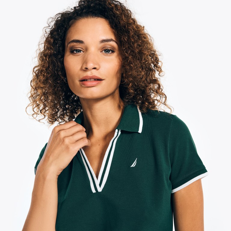 Nautica Sustainably Crafted Ocean Split-neck Poloshirt Dames Groen | 9oH9EPNW