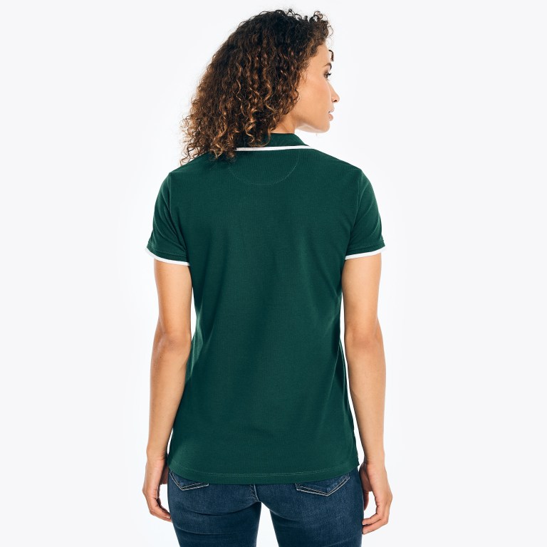 Nautica Sustainably Crafted Ocean Split-neck Poloshirt Dames Groen | 9oH9EPNW