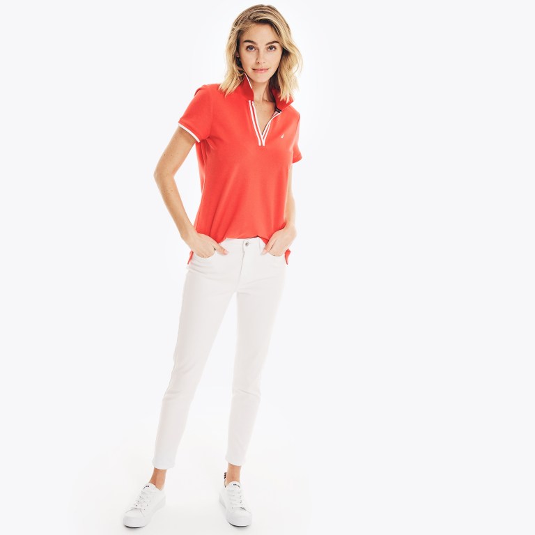 Nautica Sustainably Crafted Ocean Split-neck Poloshirt Dames Oranje | FVTAD5NB