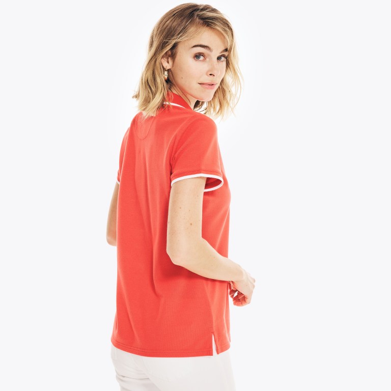 Nautica Sustainably Crafted Ocean Split-neck Poloshirt Dames Oranje | FVTAD5NB