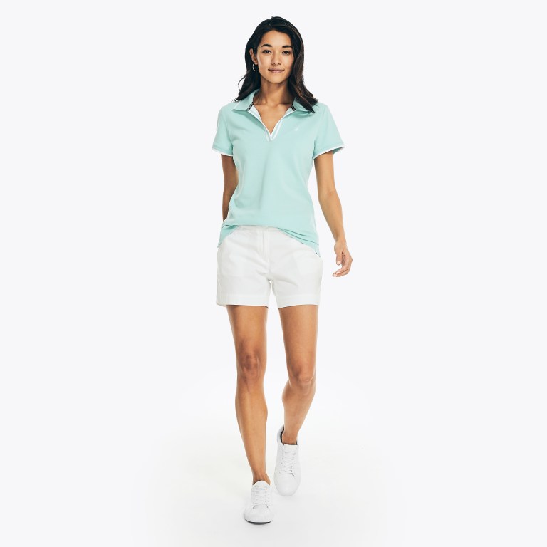 Nautica Sustainably Crafted Ocean Split-neck Poloshirt Dames Blauw | MMesMOn0