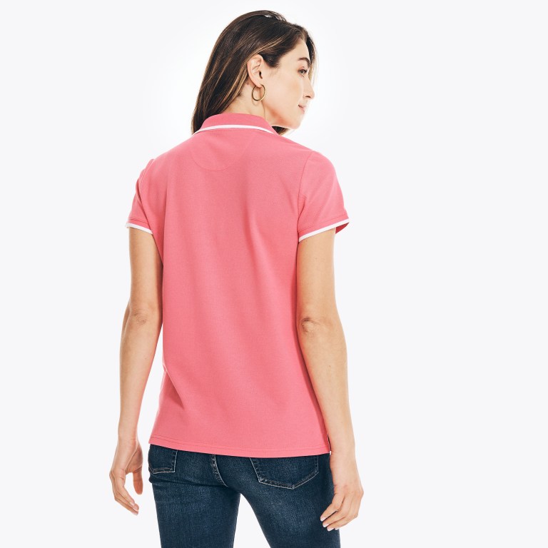 Nautica Sustainably Crafted Ocean Split-neck Poloshirt Dames Rood | fenYB4Zz