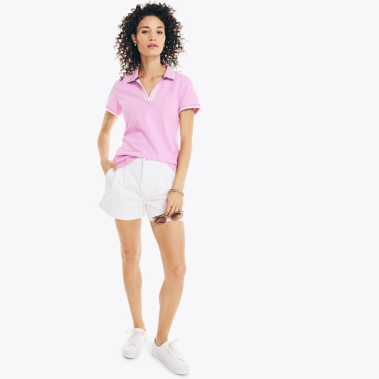 Nautica Sustainably Crafted Ocean Split-neck Poloshirt Dames Paars | lRMVylnd