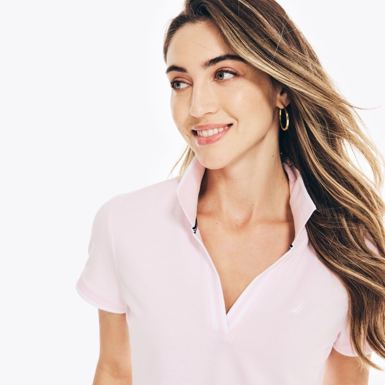 Nautica Sustainably Crafted Ocean Split-neck Poloshirt Dames Roze | v4uYh4L0