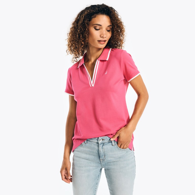 Nautica Sustainably Crafted Ocean Split-neck Poloshirt Dames Koraal | w3qGPmJo