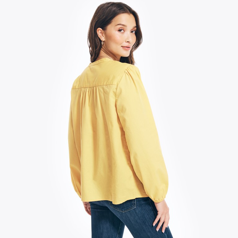 Nautica Sustainably Crafted Pintuck Popover Topjes Dames Geel | 4oSypbey