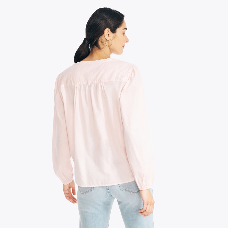 Nautica Sustainably Crafted Pintuck Popover Topjes Dames Gekleurd Roze | bjir9npw