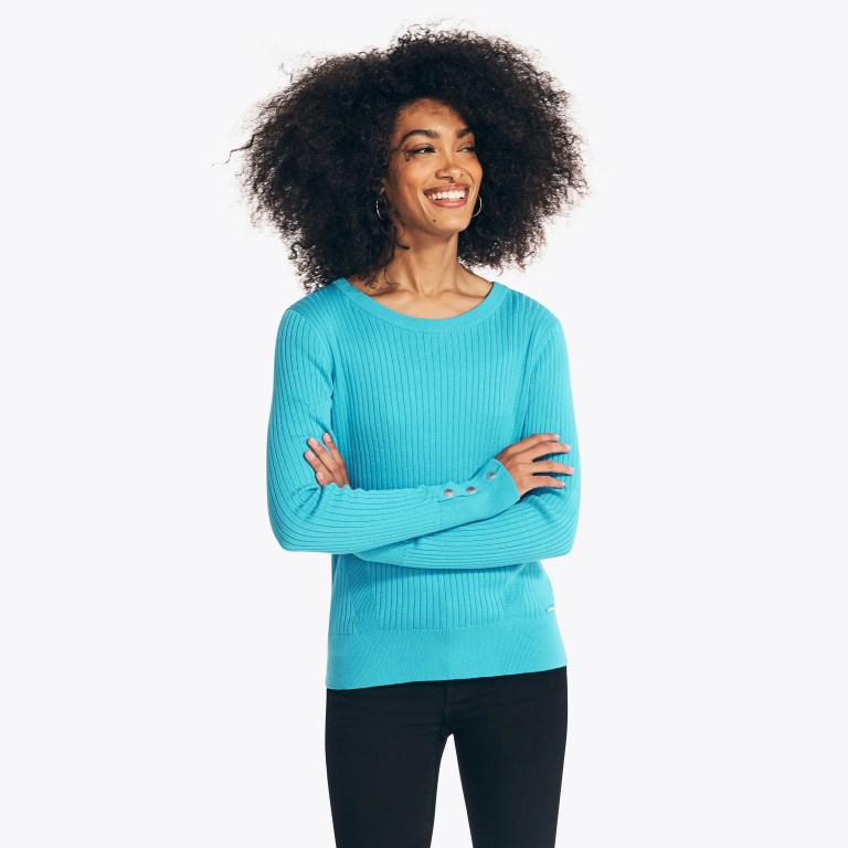 Nautica Sustainably Crafted Rib-knit Truien Dames Blauw | AwyR4VYp