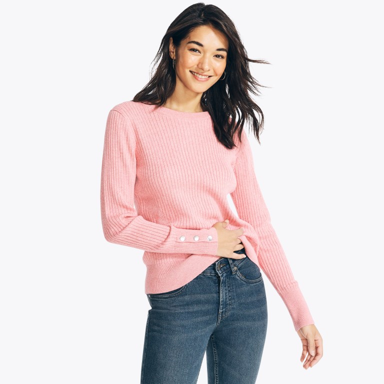 Nautica Sustainably Crafted Rib-knit Truien Dames Roze | gR0wuZTB