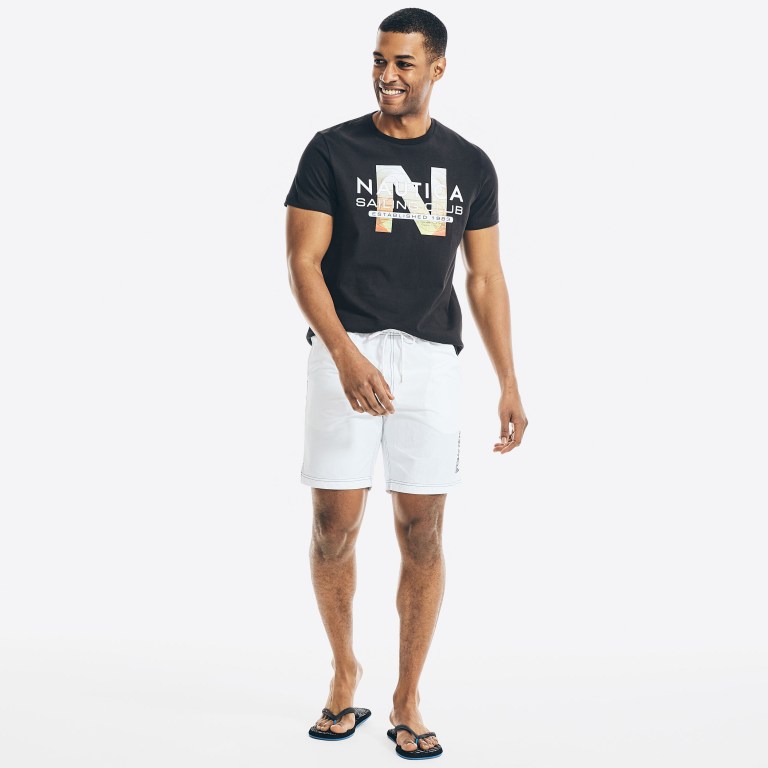 Nautica Sustainably Crafted Sailing Club Grafische T-shirts Heren Zwart | qK5K48R6