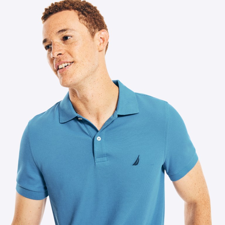 Nautica Sustainably Crafted Slim Fit Performance Deck Poloshirt Heren Blauw | eQCAqff7