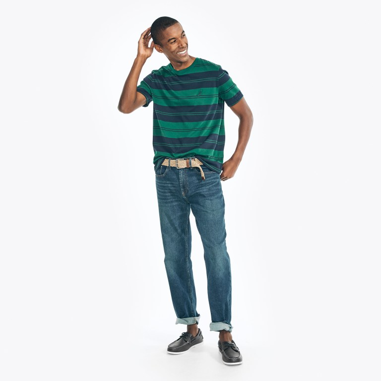 Nautica Sustainably Crafted Striped T-shirts Heren Groen | FcZMrfxx