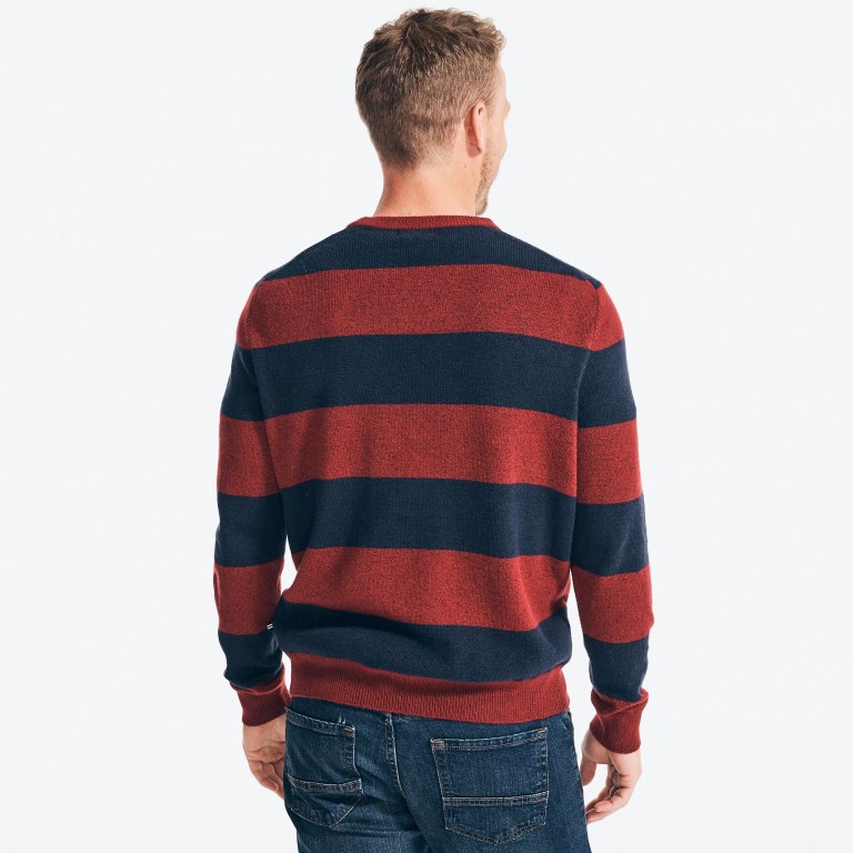 Nautica Sustainably Crafted Striped Truien Heren Rood | 75zFLyhm