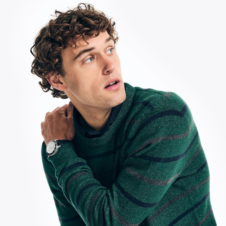 Nautica Sustainably Crafted Striped Truien Heren Groen | CiH6aFaA