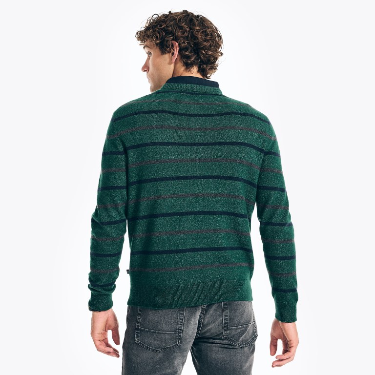 Nautica Sustainably Crafted Striped Truien Heren Groen | CiH6aFaA