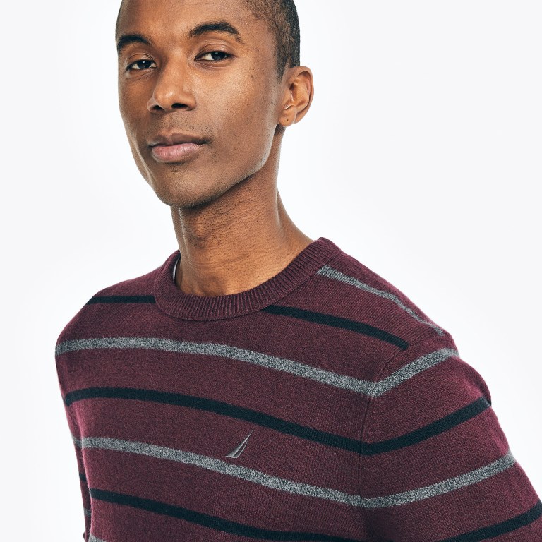 Nautica Sustainably Crafted Striped Truien Heren Rood | gh6DLNaz