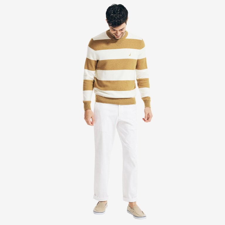 Nautica Sustainably Crafted Striped Truien Heren Bruin | k6t4lHdt