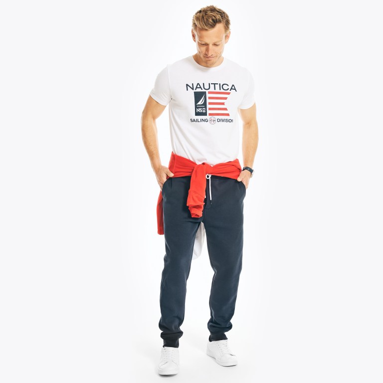 Nautica Sustainably Crafted Usa Sailing Division Grafische T-shirts Heren Wit | 67drCLBE