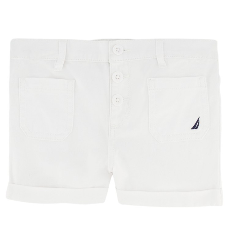 Nautica Toddler Cuffed Pull-on (2t-4t) Korte Broek Meisjes Wit Lichtturkoois | Am1ksPom