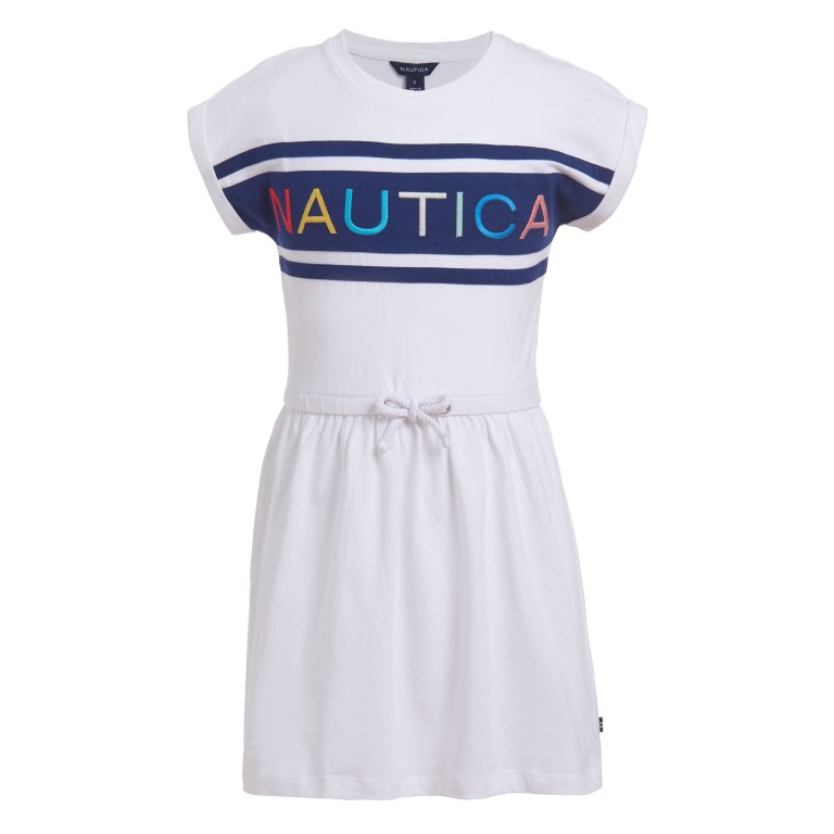 Nautica Toddler Logo Grafische (2t-4t) Jurken Meisjes Wit Lichtturkoois | m7i81KNH