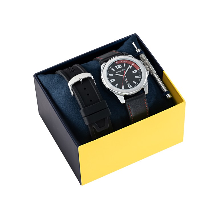 Nautica Tortuga Bay Leren And Siliconen Box Set Horloge Heren Gekleurd | xu4pdjKP