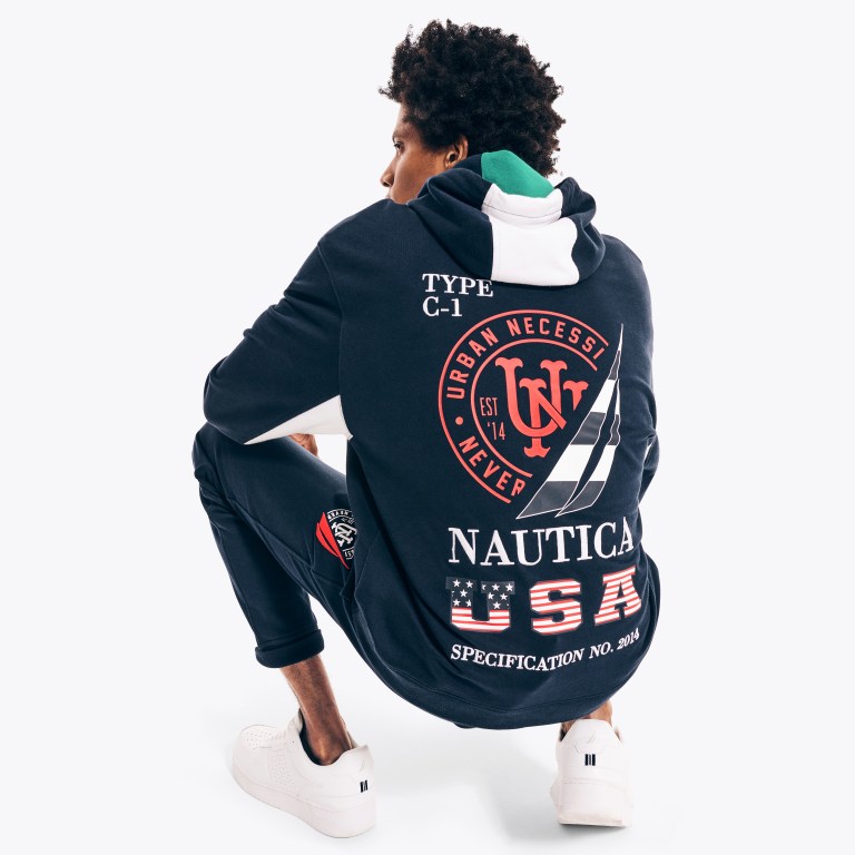 Nautica Urban Necessities X Nautica Grafische Pullover Hoodie Sweatshirts Heren Donkerblauw | OeMDncnu