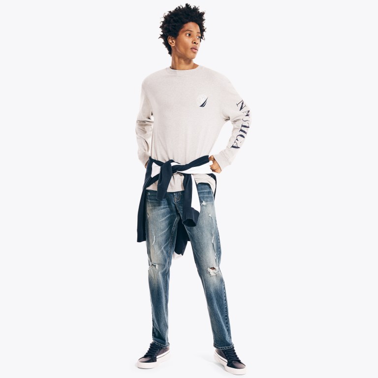 Nautica Urban Necessities X Nautica Grafische Long-sleeve T-shirts Heren Grijs | ZuKWJASO