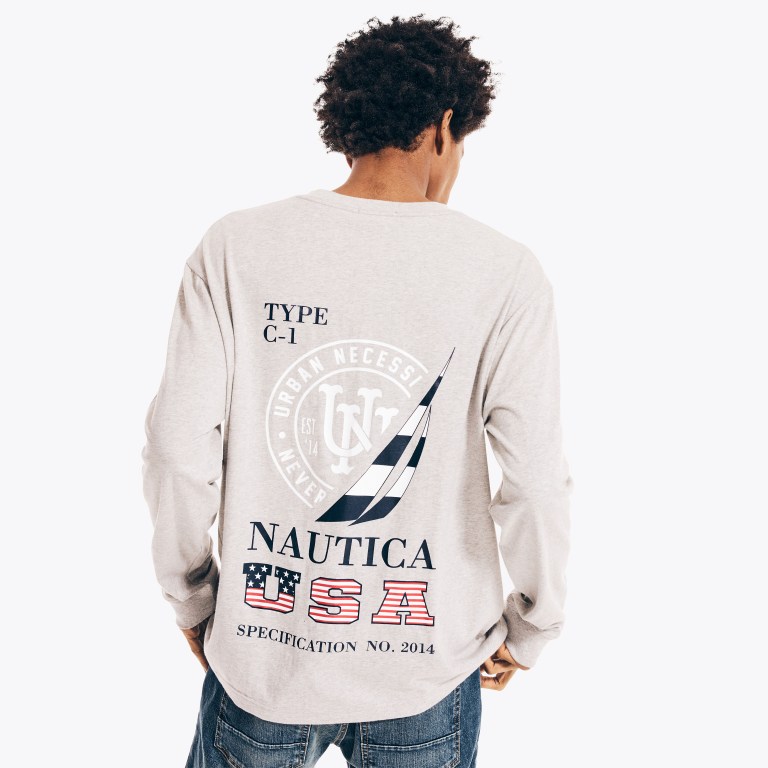 Nautica Urban Necessities X Nautica Grafische Long-sleeve T-shirts Heren Grijs | ZuKWJASO