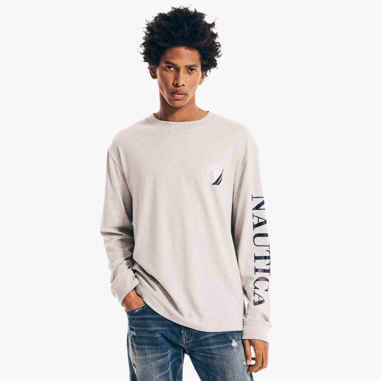 Nautica Urban Necessities X Nautica Grafische Long-sleeve T-shirts Heren Grijs | ZuKWJASO