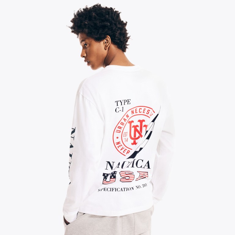 Nautica Urban Necessities X Nautica Grafische Long-sleeve T-shirts Heren Wit | fjTAFq5C