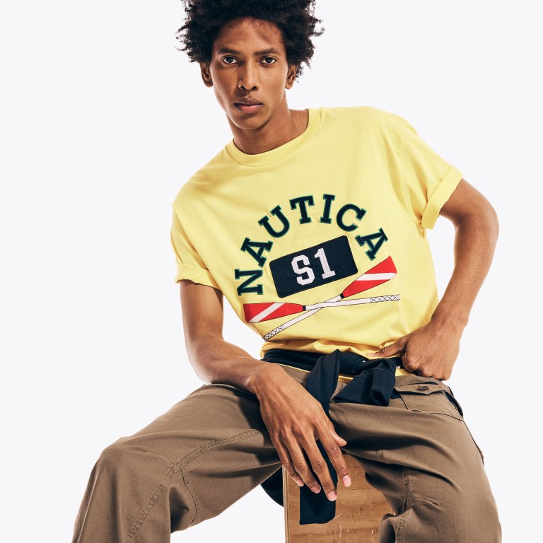 Nautica Urban Necessities X Nautica Grafische T-shirts Heren Lichtgeel | qz1d3IzU