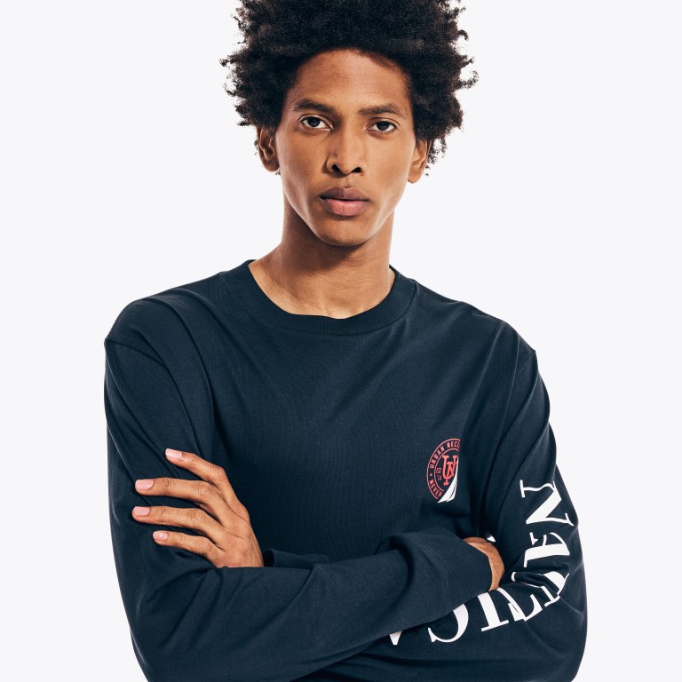 Nautica Urban Necessities X Nautica Grafische Long-sleeve T-shirts Heren Donkerblauw | r1kBBy1B