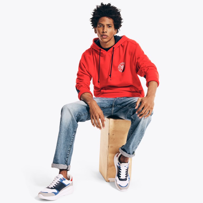 Nautica Urban Necessities X Nautica Grafische Pullover Hoodie Sweatshirts Heren Rood | w3hzCqq6