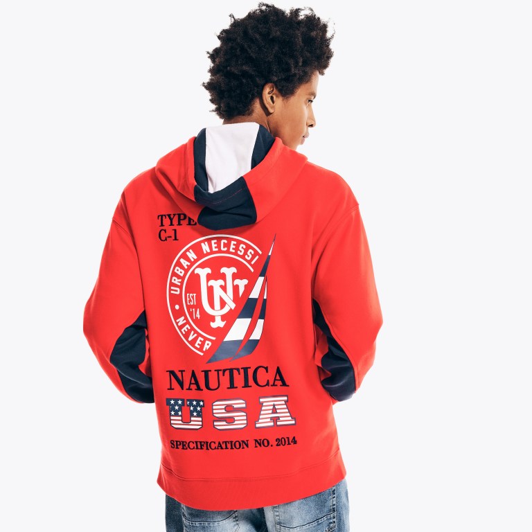 Nautica Urban Necessities X Nautica Grafische Pullover Hoodie Sweatshirts Heren Rood | w3hzCqq6