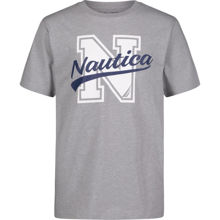 Nautica Varsity Logo Grafische (8-20) T-shirts Jongens Grijs | Nyic6nId