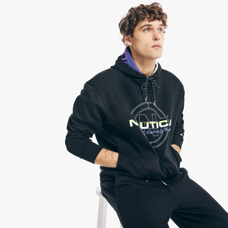 Nautica Wedstrijd Sailing Team Pullover Hoodie Sweatshirts Heren Zwart | O0o09YrA