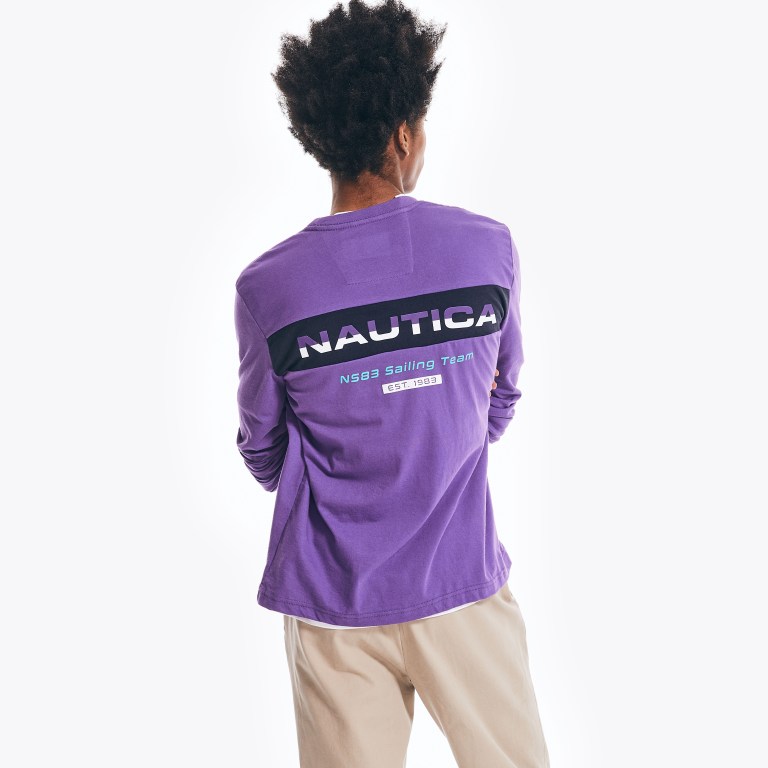 Nautica Wedstrijd Sustainably Crafted Long-sleeve Grafische T-shirts Heren Paars | KKdEcToQ