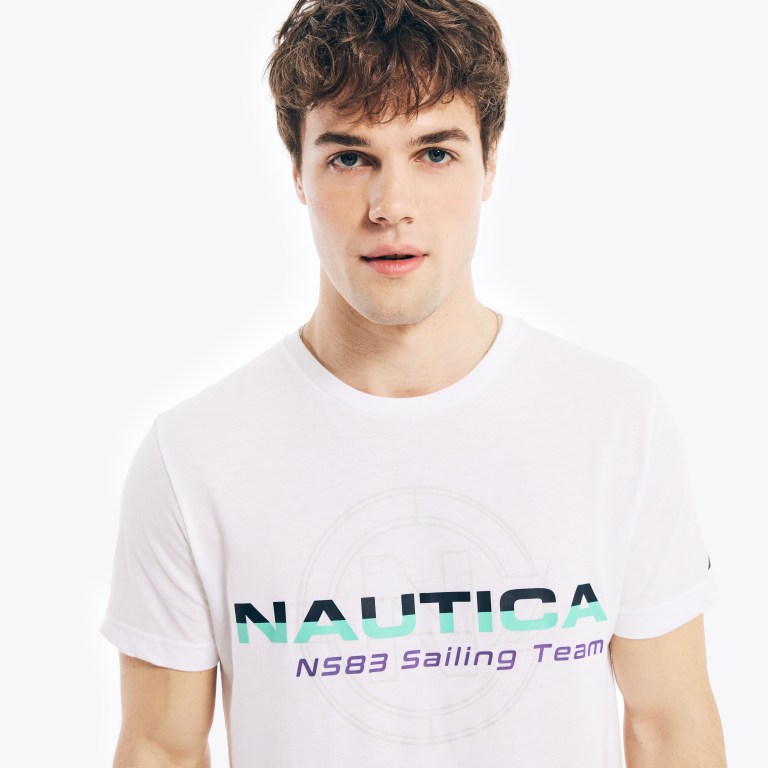 Nautica Wedstrijd Sustainably Crafted Sailing Team Grafische T-shirts Heren Wit | vwFE5M3x